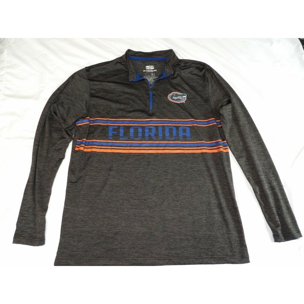 Florida Gators Men Top Shirt Size Large Gray Long Sleeves Half Zip Stadium